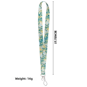 Detail view of 17.7 inch marble pattern lanyard with metal clasp and nylon loop
