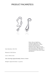 Macro shot of S925 sterling silver asymmetrical lava earrings in white gold finish