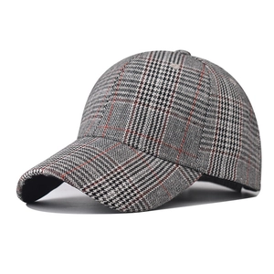Vintage Plaid Baseball Cap Cotton Adjustable Glen Check Curved Brim Casual Outdoor Sport Hat Unisex