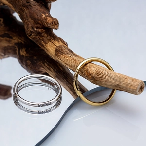 Minimalist titanium steel ring set with micro diamonds in gold and silver finish