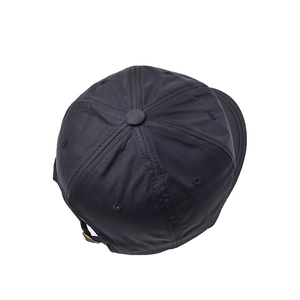 Waterproof short brim baseball cap in black cotton with gold adjustable buckle detail