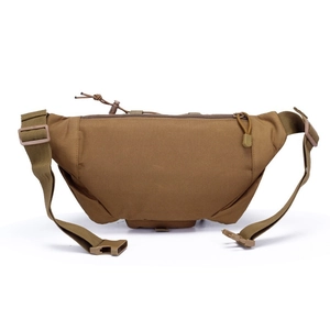 Waterproof tactical khaki nylon waist bag with adjustable strap and durable buckles