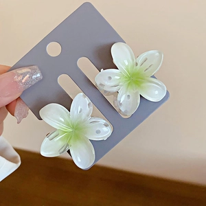 Barrettes à fleurs en organza vert avec détails nacrés et pétales en dégradé doux