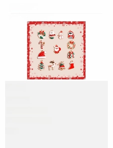 Lot de 12 breloques de Noël avec Père Noël et renne en alliage émaillé et perles