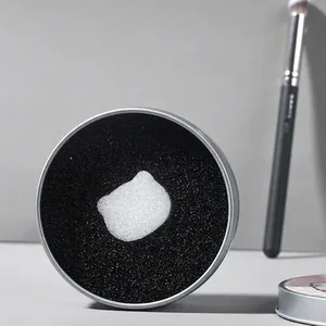 Cosmetic brush quick dry cleaning box with activated carbon sponge in silver tin case