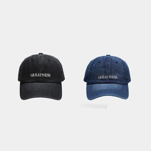 Washed Denim Baseball Cap Greatness Letter Embroidery Vintage Retro Adjustable Sun Hat For Men Women