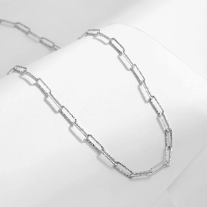 Minimalist s925 sterling silver necklace with textured irregular hammer pattern links