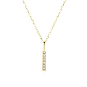 Elegant 14k gold plated bar necklace with sparkling row of cubic zirconia stones