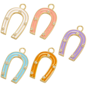 Ciondolo Ferro Di Cavallo Rame Smalto Zirconia DIY Gioielli Accessorio Colorato Moda Ciondolo Per Collana Bracciale