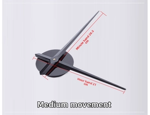 DIY wall clock mechanism set with 28.5cm minute hand and 21cm hour hand dimensions