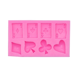 Molde de silicona rosa con símbolos de cartas y ases para repostería y chocolate DIY