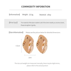 Detailed size chart for irregular gold earrings with 4.5cm length and alloy material