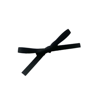 Elegant black ribbon bow hair clip for women in a minimalist Korean style aesthetic