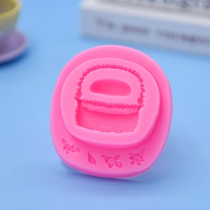 Flower Basket Shaped Silicone Mold For Woven Bag Cake Fondant Chocolate DIY Baking Pink Texture Dessert Decorating