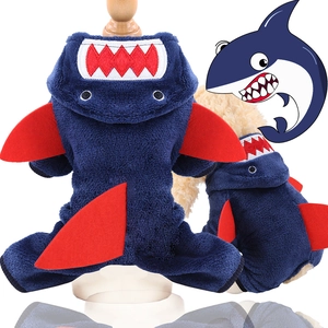 Costume Da Squalo Per Animali Domestici Tuta Cane Gatto Con Cappuccio Flanella Vestiti Invernali Caldi Per Cani Piccoli Medi