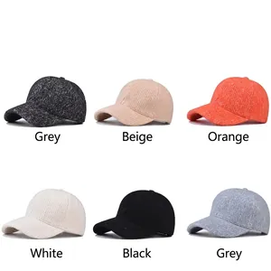 Winter knitted baseball cap in six colors featuring warm glitter yarn and velvet lining