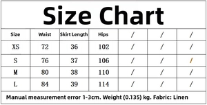 Size guide for layered shirt and skort set including waist, length, and hip measurements