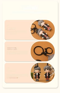 Detail view of 3D cartoon couple keychains with matte black zinc alloy lobster clasps