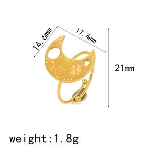 18k gold plated stainless steel open ring with moon and star charms dimensions 1.8g
