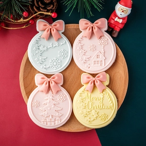 Christmas Cookie Mold 3D Embossed Fondant Stamp PLA Plastic Acrylic DIY Baking Tool Bell Tree Deer Snowflake For Holiday