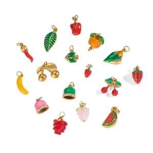 DIY colorful fruit charms in 18K gold plated stainless steel with enamel finish