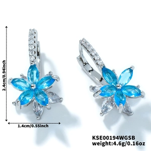 Detailed view of lotus zircon earrings showing dimensions 2.4cm height and 1.4cm width