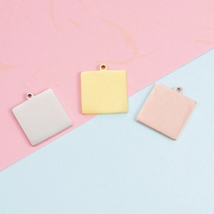 Square Geometric Charms 304 Stainless Steel Blank Pendants For DIY Jewelry Making Polished Engravable Mirror Surface