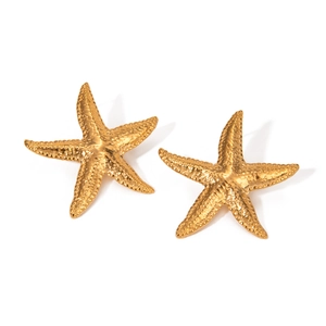 Orecchini a perno a forma di stella marina testurizzata placcati in oro 18 carati