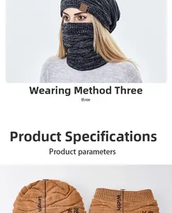 Detaillierte Größenangaben für das Winter-Strickmützen- und Nackenwärmer-Schal-Set