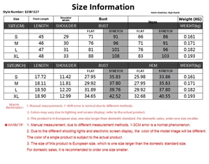 Detailed size chart for slim fit U-neck sleeveless tank top with high elasticity fabric