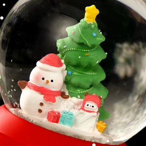 Luminous Christmas music box crystal ball with snowman and tree for holiday home decor
