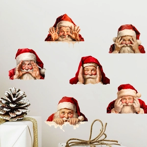 6-pack Santa Claus Christmas wall decals in red and white for holiday decoration