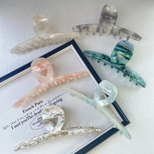 French style 13.5cm large acetate shark hair claw clips in 6 assorted marble colors