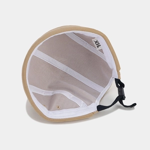 Bonnet docker en toile kaki avec doublure en maille grise et sangle réglable