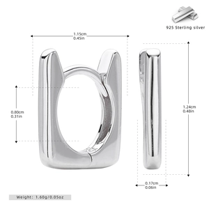 Dimensioni dettagliate dei cerchi rettangolari in argento sterling S925 con misure