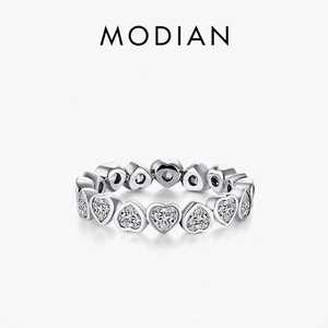 Heart Shaped 925 Sterling Silver Ring With Cubic Zirconia Eternity Band For Women Romantic Jewelry