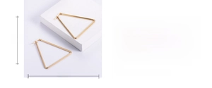 Size chart for golden triangle steel hoop earrings showing 55mm height and 60mm width
