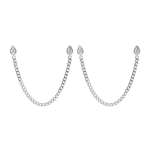 Boucles d'oreilles minimalistes en argent à double perçage avec pierres de zircone poire