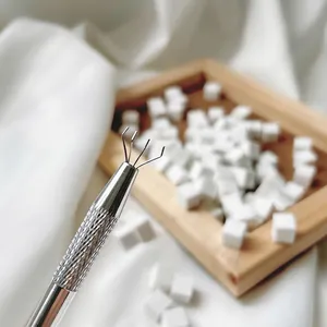 Strumento per manicure argento con impugnatura antiscivolo e spugne quadrate bianche