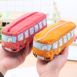 Astuccio creativo a forma di scuolabus grande capacità in tela per studenti