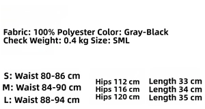 Size chart detail for plaid mini skirt showing measurements for waist and length