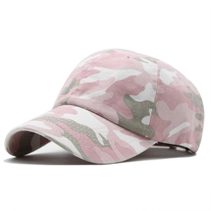Casquette de baseball camouflage rose avec visière courbée et coton respirant à six panneaux