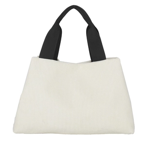 Sac à main en velours côtelé avec poignées noires, élégant sac décontracté uni pour femmes.