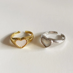 Minimalist 925 sterling silver heart shell rings in gold and silver finishes