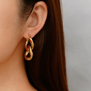 Modern gold chain link drop earrings for women with polished finish and minimalist style