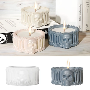 Stampo In Silicone Teschio Scheletro Per Candele Fai Da Te Colata Di Resina Halloween Candeliere Gotico Portacenere Unico