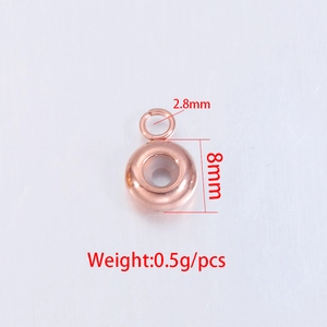 8mm rose gold stainless steel slider bead with loop for DIY jewelry making