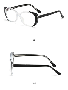 Detailed views showing 45-degree angle and side profile of cat-eye anti-blue light glasses