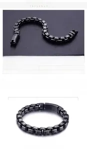Dettaglio del bracciale da uomo in acciaio inossidabile nero retrò 220x9mm