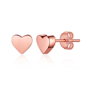 Elegant 925 sterling silver heart stud earrings in rose gold finish for women